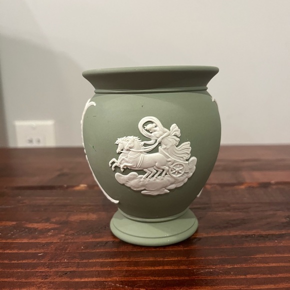 Wedgwood Other - Wedgwood Jasperware Green Sage Bud Vase Classic Greek Figure Vintage Retro